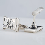 Masonic Cufflinks // Faith Hope Charity Scroll