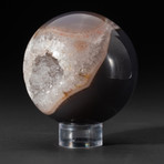 Genuine Polished Quartz Geode Sphere + Acrylic Display Stand // V1