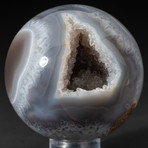 Genuine Polished Agate Geode Sphere + Acrylic Display Stand // V1