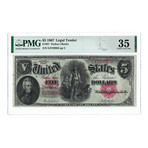 1907 $5 Large Size United States Note // FR87 // Parker-Burke // PMG Certified CVF35