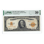 1922 $10 Large Size Gold Certificate // FR1173 // Speelman-White // PMG Certified VF30