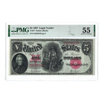 1907 $5 Large Size United States Note // FR91 // Speelman-White // PMG Certified AU53 EPQ