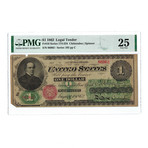 1862 $1 Large Size United States Note // FR16 Series 174-234 // Chittenden-Spinner // PMG Certified VF25