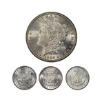 Remembering the Morgan Dollar: Four Different Mint Marks // Mint State Condition// American Classics Series // Wood Presentation Box