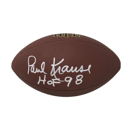 Paul Krause // Signed Wilson NFL Football // Full Size Super Grip // "HOF'98" Inscription