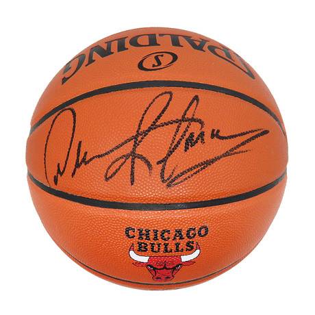 Dennis Rodman // Signed Spalding Replica NBA Basketball // Chicago Bulls Logo Game Series