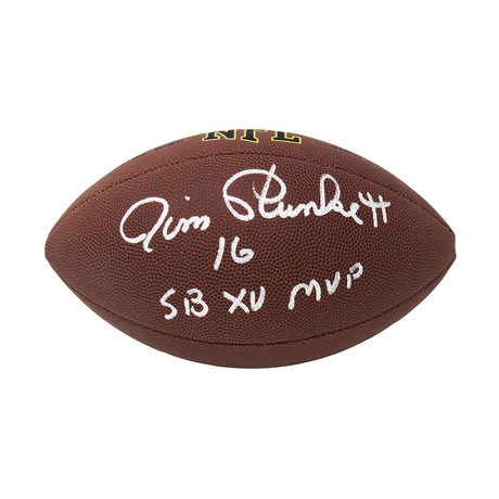 Jim Plunkett // Signed Wilson NFL Football // Full Size // "SB XV MVP" Inscription