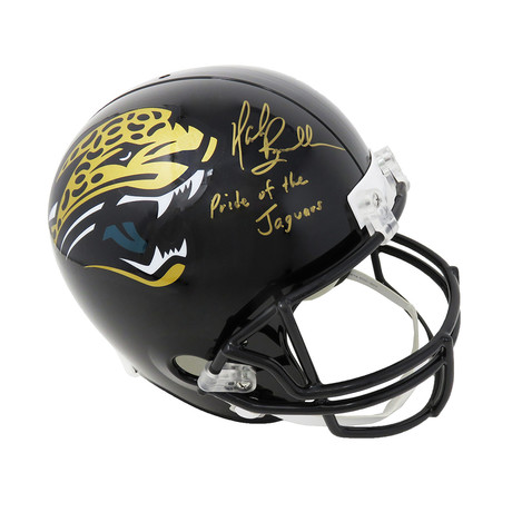 Mark Brunell // Signed Riddell Replica Helmet // Jacksonville Jaguars // "Pride of the Jaguars" Inscription