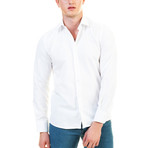 Reversible Cuff Long-Sleeve Button-Down Shirt // Solid White (2XL)