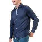 Reversible Cuff Long-Sleeve Button-Down Shirt // Blue (L)