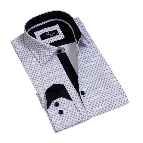 Reversible Cuff Long-Sleeve Button-Down Shirt // White + Black (M ...
