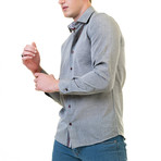 Reversible Cuff Long-Sleeve Button-Down Shirt // Light Gray (XS)