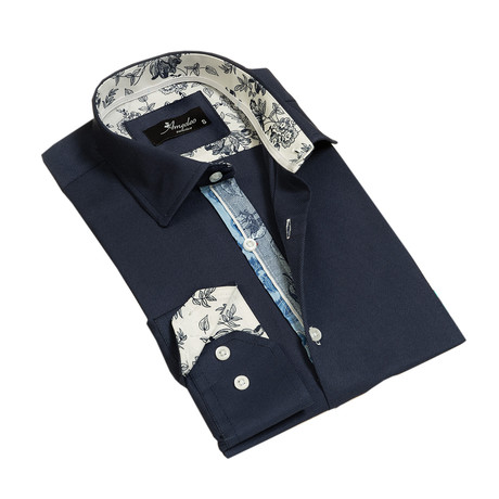Reversible Cuff Long-Sleeve Button-Down Shirt // Blue (XS)