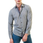 Reversible Cuff Long-Sleeve Button-Down Shirt // Light Gray (L)