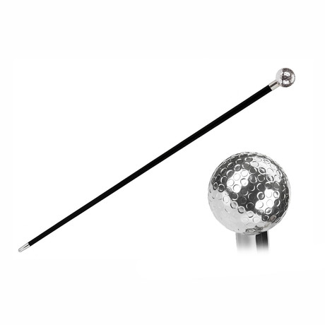 Golf Ball Cane // Black + Silver