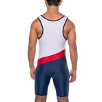 American Jock // Sports Tri-Color Singlet // White Combo (L)