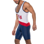 American Jock // Sports Tri-Color Singlet // White Combo (M)