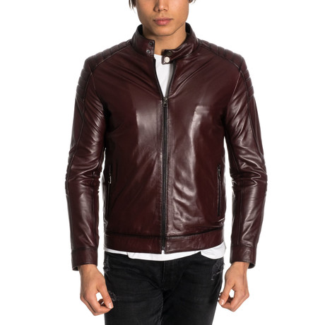 Joshua Leather Jacket // Claret Red (XS)