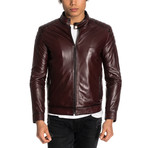 Joshua Leather Jacket // Claret Red (S)