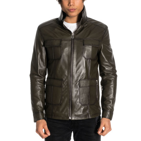 Jaspur Leather Jacket // Khaki (XS)