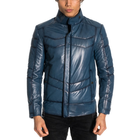 Jax Leather Jacket // Blue (XS)