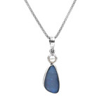 Women's Opal + Pearl Necklace // Silver + Blue