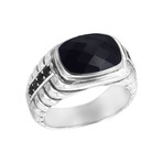 Men's Onyx Ring // Silver + Black (9)