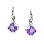 Women's Amethyst Drop Earrings // Silver + Purple
