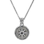 Men's Spinel Compass Design Necklace // Silver