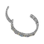 Women's Scrollwork Multi Gem Cuff // Silver + Multicolor (Small)