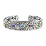 Women's Scrollwork Multi Gem Cuff // Silver + Multicolor (Small)