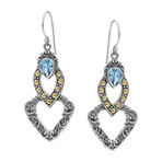 Women's Topaz Scrollwork Earrings // Silver + Blue