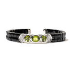 18k White Gold Peridot Yves Cuff // Jade + Diamond Bracelet // 6.25" // Store Display