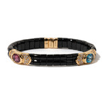 18k Yellow Gold Pink Tourmaline Yves Cuff // Jade + Diamond + Topaz Bracelet // 6.25" // Store Display