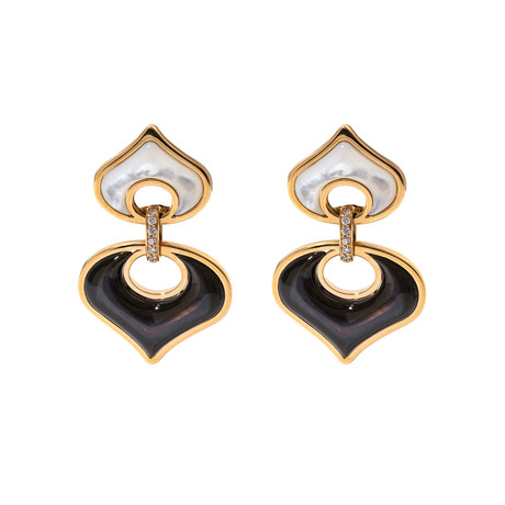 18k Yellow Gold Mother of Pearl Avita Earrings // Store Display