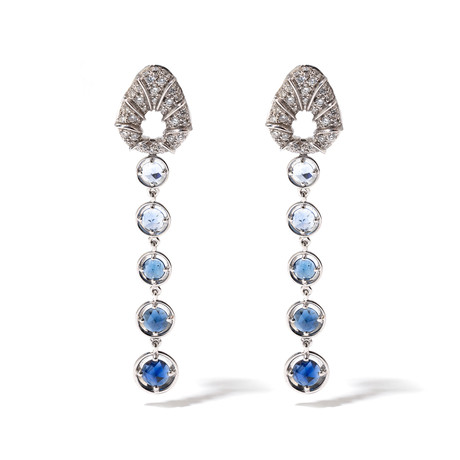 18k White Gold Sapphire + Diamond Pampilles Earrings // Store Display