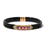 18k Yellow Gold Pink Tourmaline Yves Cuff // Jade + Diamond Bracelet // 6.25" // Store Display