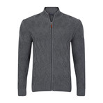 Full Zip Cable Knit Sweater // Anthracite (S)