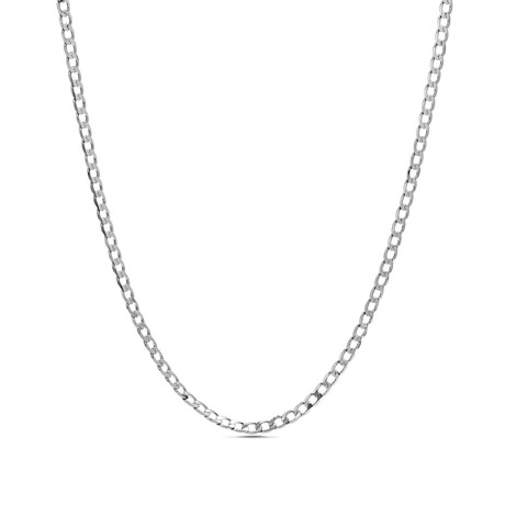 Curb Chain Necklace // 1mm // Rhodium Plated Brass (16"L)