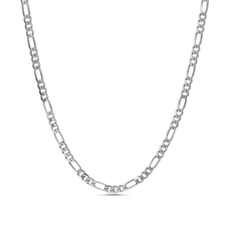 Figaro Chain Necklace // 1.4mm // Rhodium Plated Brass (16"L)