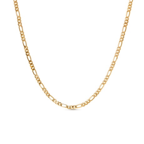 Figaro Chain Necklace // 1mm // Yellow Gold Plated Brass (16"L)