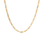 Figaro Chain Necklace // 1mm // Yellow Gold Plated Brass (16"L)