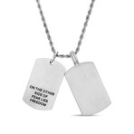 On The Other Side Of Fear Lives Freedom Dog Tag Necklace // White + Black