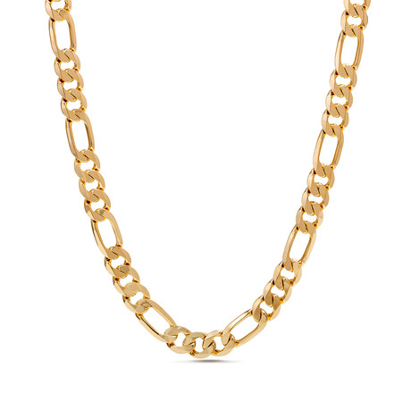 Figaro Chain Necklace // 2.5mm // Yellow Gold Plated Brass (16"L)