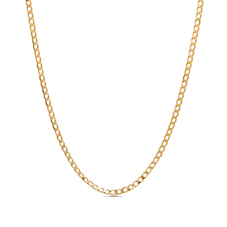 Curb Chain Necklace // 1mm // Yellow Gold Plated Brass (16"L)