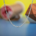 Figaro Chain Necklace // 1mm // Rhodium Plated Brass (16"L)