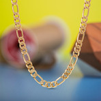 Figaro Chain Necklace // 2.5mm // Yellow Gold Plated Brass (16"L)