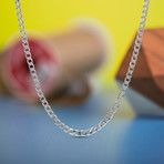 Curb Chain Necklace // 1.4mm // Rhodium Plated Brass (16"L)