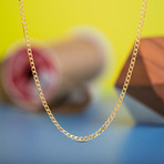 Curb Chain Necklace // 1mm // Yellow Gold Plated Brass (16"L)