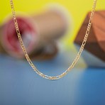 Figaro Chain Necklace // 1mm // Yellow Gold Plated Brass (16"L)